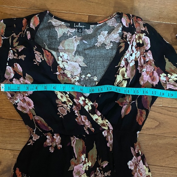 Lulus In Bloom Black Floral Long Sleeve Wrap Mini Dress - Picture 9 of 10